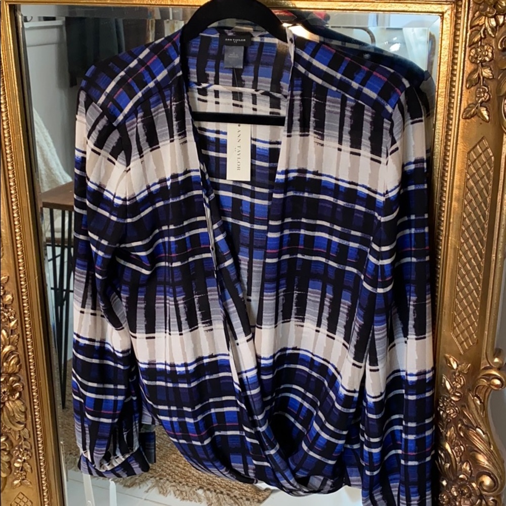 Ann Taylor cross front blouse